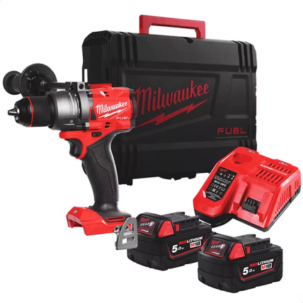 MILWAUKEE M18 FUEL GEN IV 13MM PERCUSSION DRILL W/ 2 UNIT M18 5.0AH BATTERY(KIT VERSION) - FPD3-502X