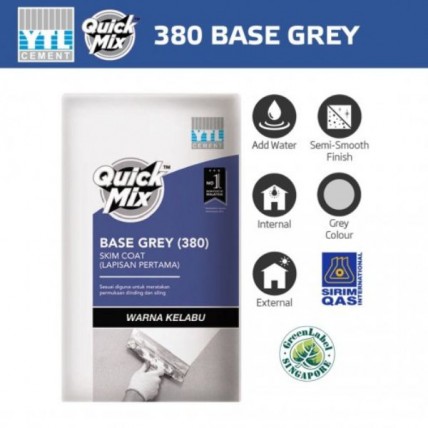 QUICKMIX 380 SKIM COAT BASE GREY - 25KG / 80 BAG