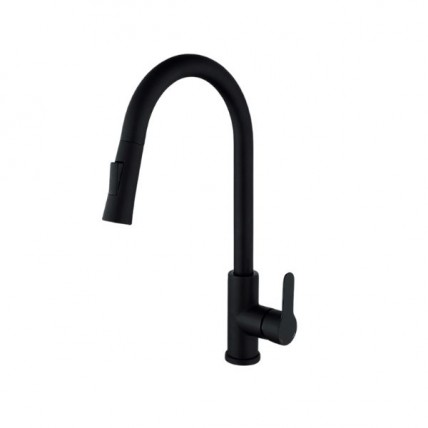 SORENTO S/STEEL PILLAR MOUNTED SINK TAP WITH PULL OUT SHOWER MATT BLACK - SRTKT71SS-BL