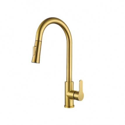 SORENTO PILLAR MOUNTED KITCHEN MIXER TAP W PULL OUT SHOWER GOLDEN YELLOW - SRTKT71SS-GY