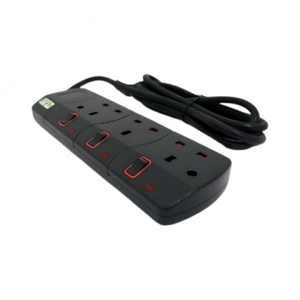 AMG 3 GANG TRAILING SOCKET NEON C/W SURGE-BLK
