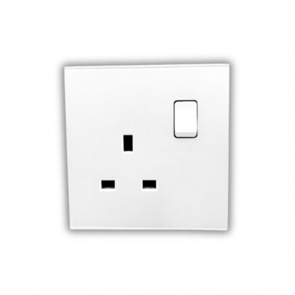 RETOUCH ELEGANCE 13A FLAT PIN DOUBLE POLE SWITCH SOCKET W/O NEON WHITE - E0813W