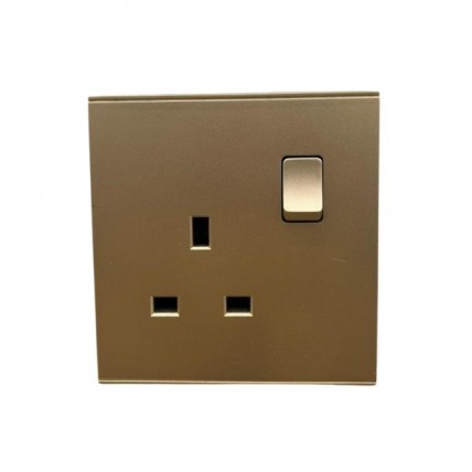 RETOUCH ELEGANCE 13A FLAT PIN DOUBLE POLE SWITCH SOCKET W/O NEON CHAMPAGNE - E0813C