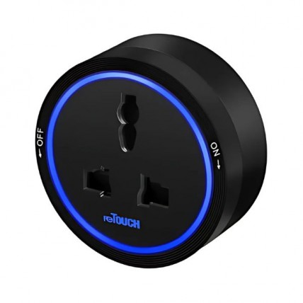 RETOUCH 13A UNIVERSAL TRACK SOCKET C/W BLACK-BLUE LED - TS-BK913