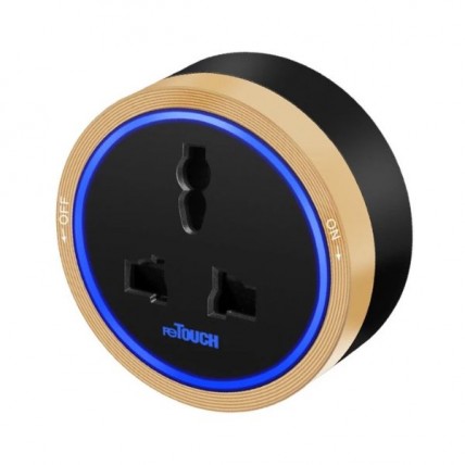 RETOUCH 13A UNIVERSAL TRACK SOCKET C/W GOLD-BLUE LED - TS-GD913