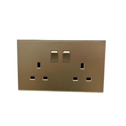 RETOUCH ELEGANCE 13A 2G DOUBLE POLE FLAT PIN SWITCH SOCKET CHAMPAGNE W/O NEON-E08213C