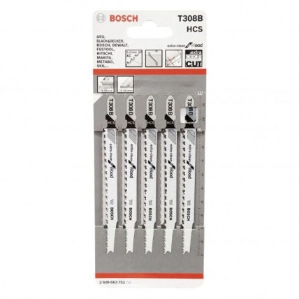 BOSCH JIGSAW BLADE T308B WOOD - 5PCS