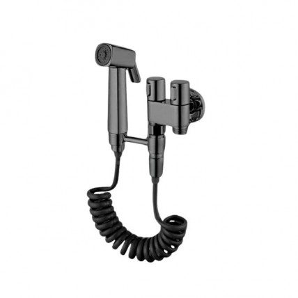 SANIWARE SWP-BR-14363 2 WAY ANGLE VALVE C/W BIDET SET & 1.2M FLEXIBLE HOSE (GUN METAL)