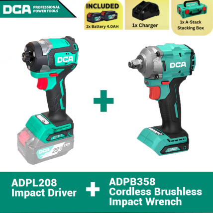 DCA CORDLESS COMBO KIT - ADKIT26 (ADPB358 + ADPL208) C/W 2 BATTERY 20V & CHARGER