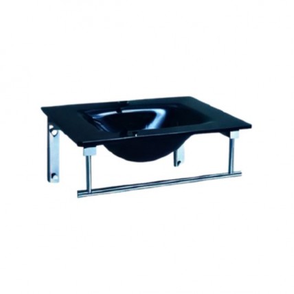 BLN GLASS WH BASIN C/W STAND SQ BLN-2303-BK