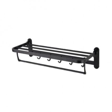 BLN TOWEL SHELF ADJ C/W HOOK (BLACK) 75CM BLN_79518BK_SS
