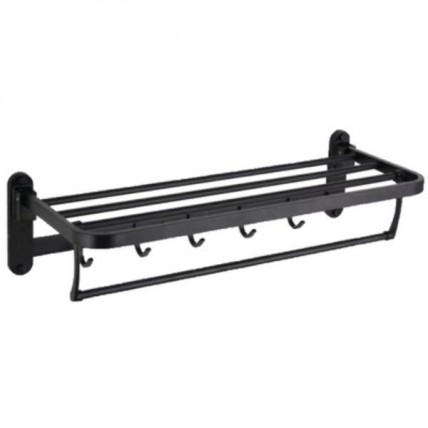 BLN TOWEL SHELF ADJ C/W HOOK (BLACK) 60CM BLN_79519BK_SS