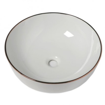 BLN CERAMIC ART BASIN ROUND WITH GOLD LINE WH BLN_2805GL_WH