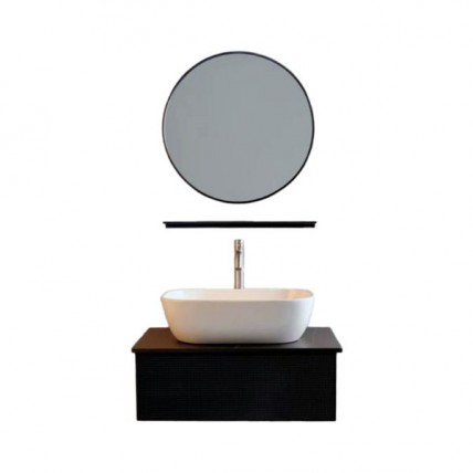 BELLANO ART BASIN COMB. TABLE TOP WITH AL WALL MOUNTED BRACKET C/W AL MIRROR SET BLN_2040FB_SET