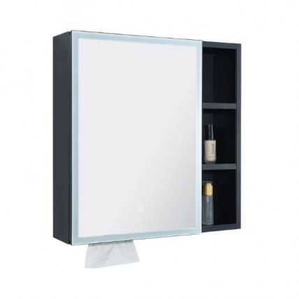 BLN MIRROR CABINET LED C/W TISSUE BOX  60X60 (SINGLE DOOR) SQUARE FB BML_6803FB_SS