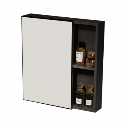 DEKUCHE MIRROR CABINET ALUM FB c/w AL SWING DOOR BK 60 x 60 DMC_67B03FB_AL