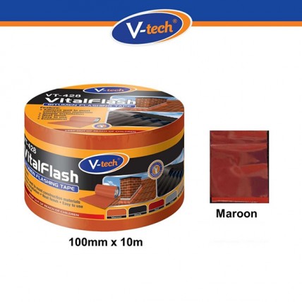 V-TECH SELF ADHESIVE FLASHING TAPE 100MM X 10M ( MAROON ) - VT-428100