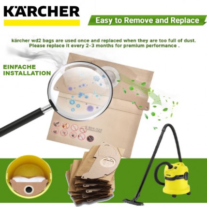 KARCHER  FILTER BAG FOR MV2 & WD2 (PACK/5PCS)