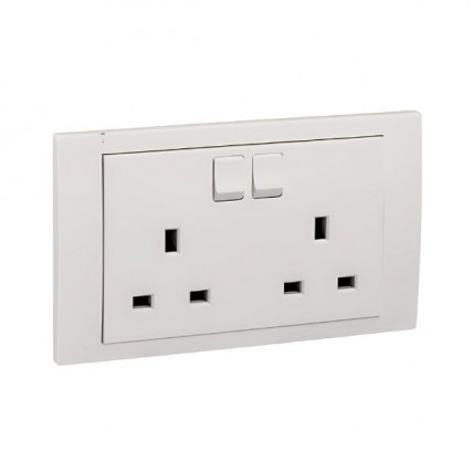 CLIPSAL C-VIVACE SERIES 13A 2 GANG S/SOCKET - KB25_WE_G11