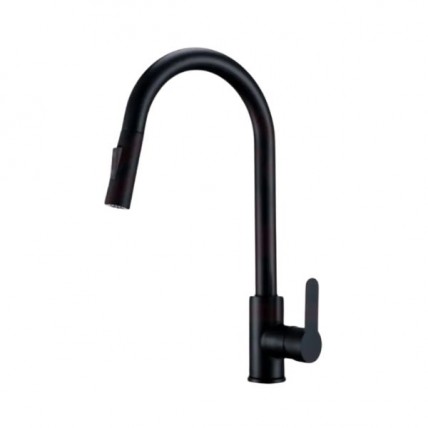 LIVINOX PILLAR SINK MIXER W/PULL OUT SPRAYER SUS 304  (BLK) - LST-P12-BK