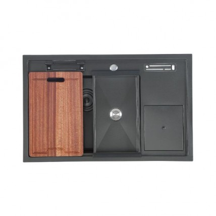 LIVINOX  LWS-8252B 1 BOWL SS BLACK SINK 1.2MM C/W ACC