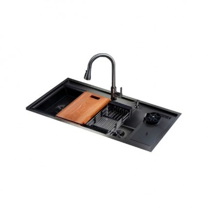 LIVINOX LWS-12052B 1 BOWL SS BLACK SINK 1.2MM C/W ACC