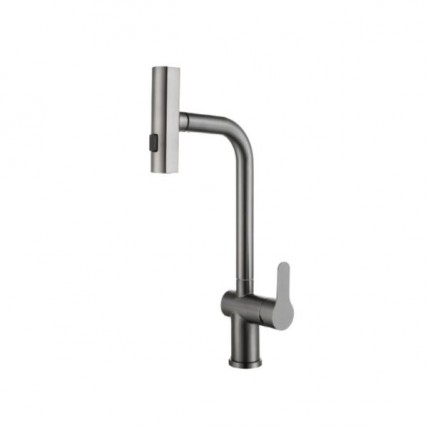 LIVINOX PILLAR SINK MIXER W/PULL OUT SPRAYER SUS 304  (BLK) - LST-P22-GM