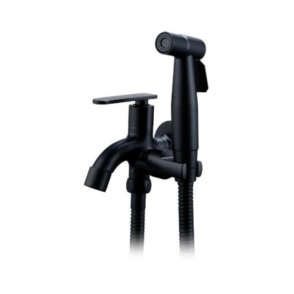 LIVINOX (BLK) SUS 304 2 WAY TAP W/HOLDER + 1.2M FLEXI HOSE - LT-BK335