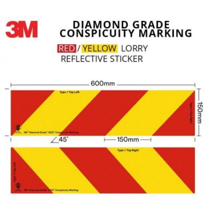 3M STICKER RED YELLOW 24'' X 6'' DIAMOND REFLECT - DG3HS