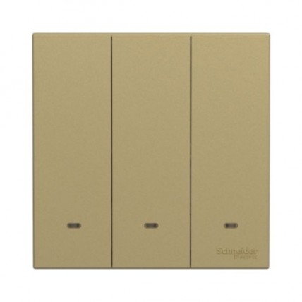 SCHNEIDER AVATARON C W.GOLD 3 GANG 1 WAY SWITCH-E8733L1F_WG_G11