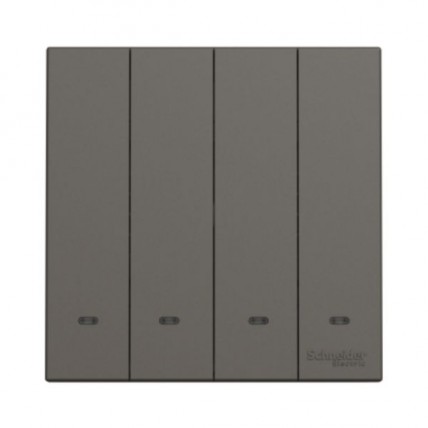 SCHNEIDER AVATARON C D.GREY 4 GANG 1 WAY SWITCH-E8734L1F_DG_G11