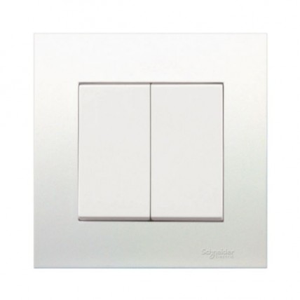 SCHNEIDER C-VIVACE WHITE 2 GANG PRESS SWITCH - KB32BP