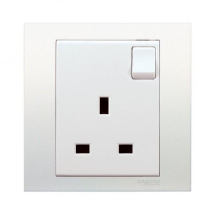 SCHNEIDER C-VIVACE A.SILVER 13AMP 1 GANG SWITCH SOCKET - KB15SS-AS