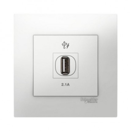 SCHNEIDER C-VIVACE WHITE USB CHARGER SINGLE OUTLET - KB31USB-WE