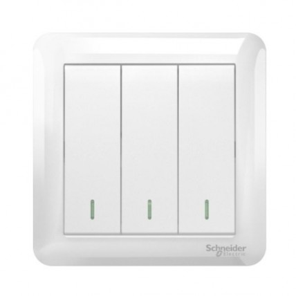 SCHNEIDER AFFLE PLUS WHITE 3 GANG 1 WAY SWITCH - A3G33B1A_WE_G11