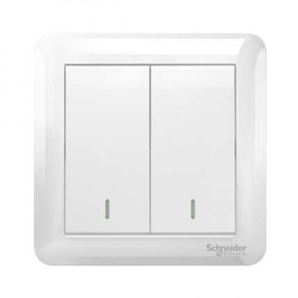 SCHNEIDER AFFLE PLUS WHITE 2 GANG 2 WAY SWITCH - A3G32B2A_WE_G11