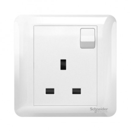 SCHNEIDER AFFLE PLUS WHITE 13A 1 GANG SWITCH SOCKET - A3G15_WE_G11