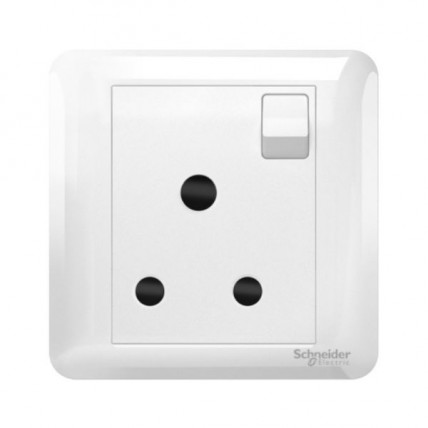 SCHNEIDER AFFLE PLUS WHITE 15A 1 GANG SWITCH SOCKET - A3G15_15_WE_G11